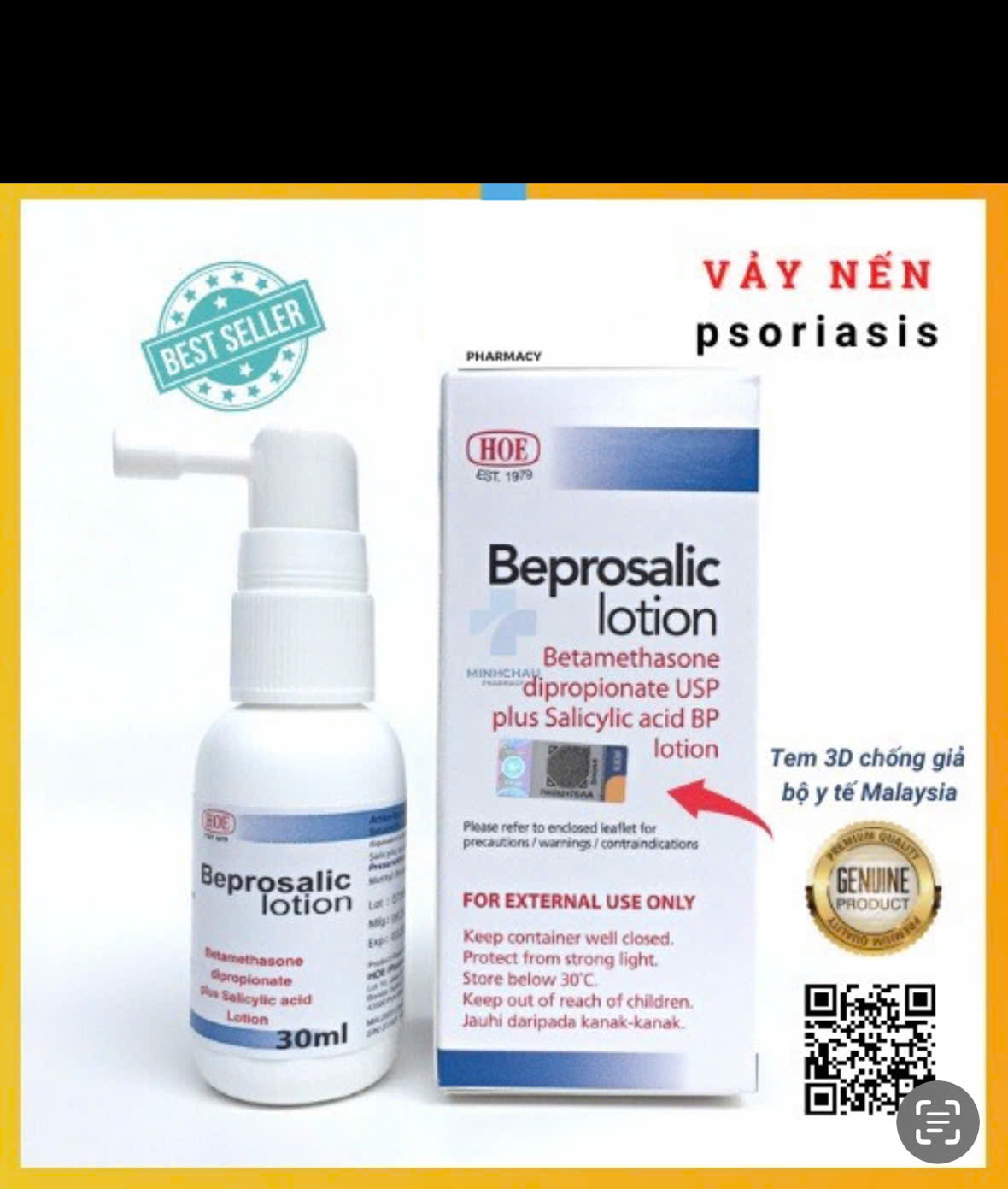 Beprosalic Lotion 30ml - Giảm chàm, Vẩy nến & Nấm da đầu.